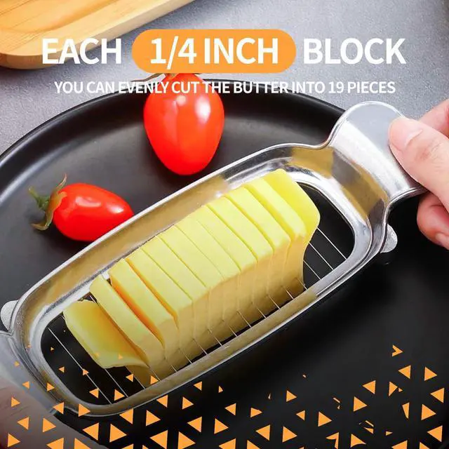 Alt view image 4 of 7 - Butter & Cheese Slice Cutter Stainless Steel Multipurpose Butter and Cheese Cutter Slicer with Ergonomic handle Portable Grip for block cheese, Fruit Baking
