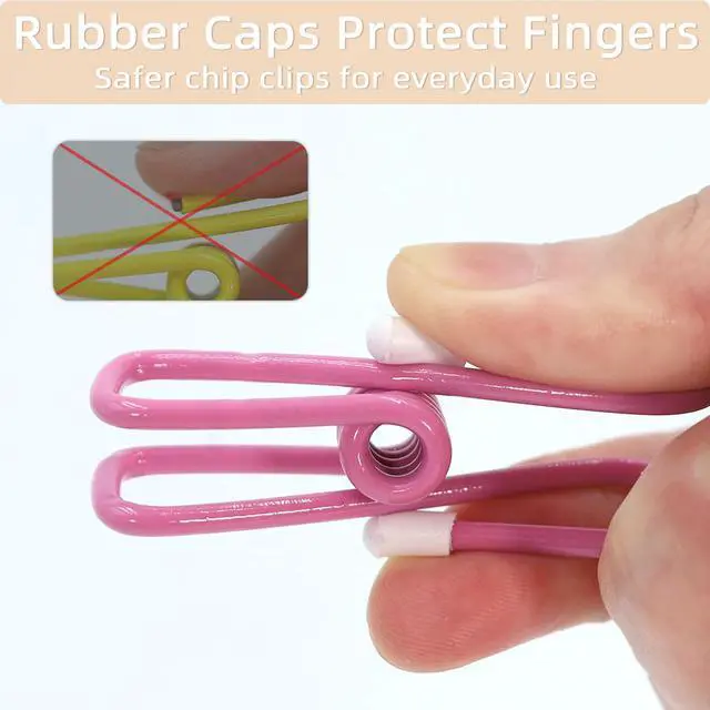 Alt view image 4 of 7 - Chip Clips, 10 Pack Colorful Metal Chip Bag Clips with Rubber Caps PVC-Coated Strong Spring Steel Clip for Food Package, Chips Bag, Snack, Clothes pins, Paper, 5 Random Colors 2.2 Inch