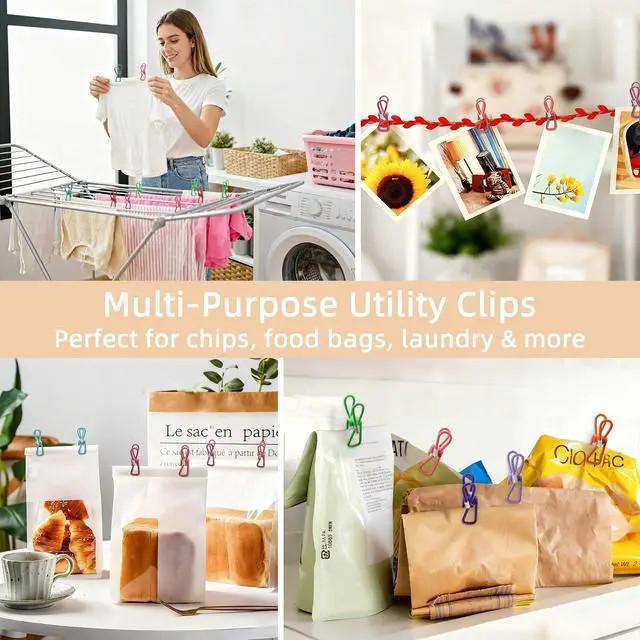 Alt view image 2 of 7 - Chip Clips, 10 Pack Colorful Metal Chip Bag Clips with Rubber Caps PVC-Coated Strong Spring Steel Clip for Food Package, Chips Bag, Snack, Clothes pins, Paper, 5 Random Colors 2.2 Inch