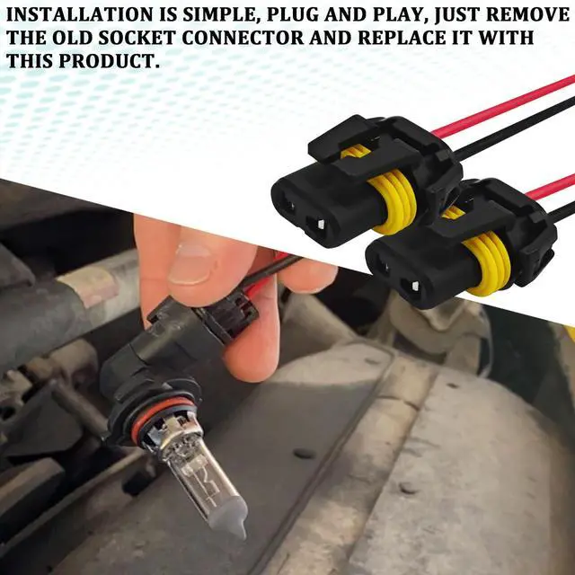 Alt view image 5 of 6 - Headlight Connector Plug Fog Light Headlight Wiring Harness Pigtail Sockets Female Adapter Kit for 9005 9006 9012 HB3 HB4, Headlamp Wire Harness Plug Socket Connector for Car Accessories (2PCS)