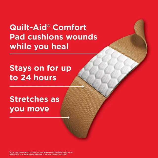 Alt view image 2 of 7 - Flexible Fabric Adhesive Bandages, All One Size, 8 Count | Comfortable Protection, Sterile Wound Care for Minor Cuts, Scrapes & Burns, First Aid Kit Essential, Non-Stick Hurt-Free Pad