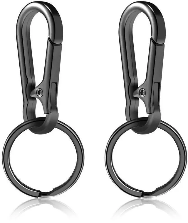 Main image of 2pcs Metal Keychain Rings, Sturdy Key Chain Ring Carabiner Clip, Key Holder Organizer for Purse Charms Hook, Paracord Keychain Lanyard, Men and Women Home Car Keyrings (Black)