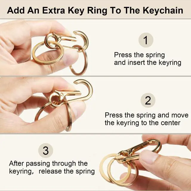 Alt view image 5 of 7 - 2pcs Metal Keychain Rings, Sturdy Key Chain Ring Carabiner Clip, Key Holder Organizer for Purse Charms Hook, Paracord Keychain Lanyard, Men and Women Home Car Keyrings (Black)