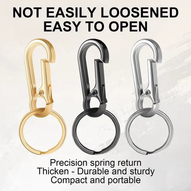 Alt view image 4 of 7 - 2pcs Metal Keychain Rings, Sturdy Key Chain Ring Carabiner Clip, Key Holder Organizer for Purse Charms Hook, Paracord Keychain Lanyard, Men and Women Home Car Keyrings (Black)