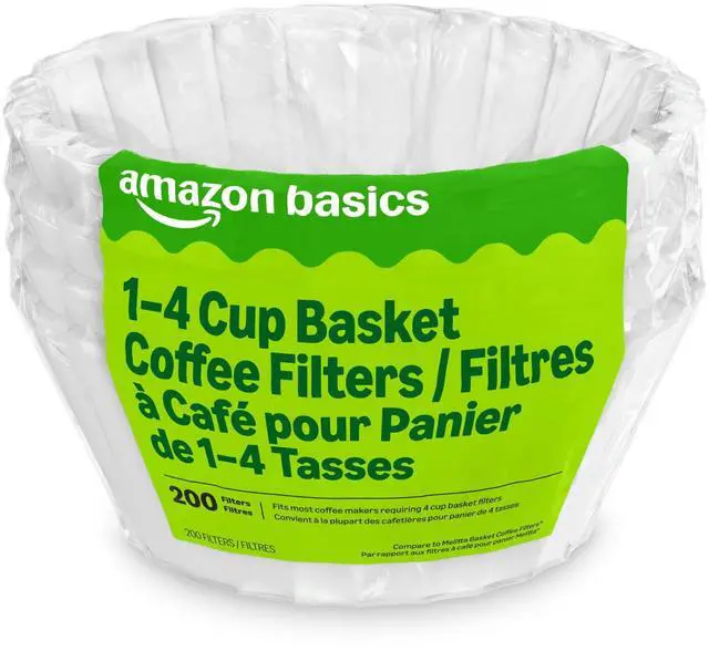 Main image of Basics Basket Coffee Filters for 1-4 Cup Coffee Makers, White, 200 Count