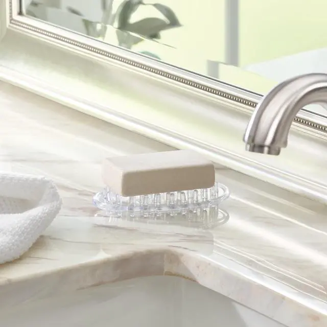 Alt view image 2 of 5 - Plastic Soap Saver, Holder Tray for Bathroom Counter, Shower, Kitchen, 0.75 in. x 3.25 in. x 4.75 in., Clear