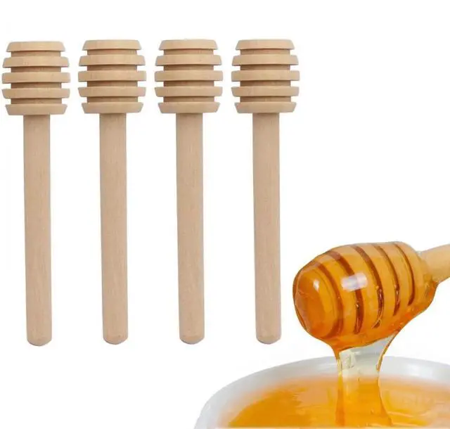 Main image of 4 Pcs Wooden Honey Dippers, 3 Inch HoneyComb Sticks, Mini Honey Spoons | Honey Drizzle Stick for Collecting, Dispensing, Drizzling Honey, Syrup and Jam