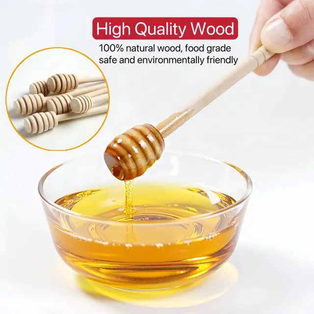 Alt view image 3 of 7 - 4 Pcs Wooden Honey Dippers, 3 Inch HoneyComb Sticks, Mini Honey Spoons | Honey Drizzle Stick for Collecting, Dispensing, Drizzling Honey, Syrup and Jam