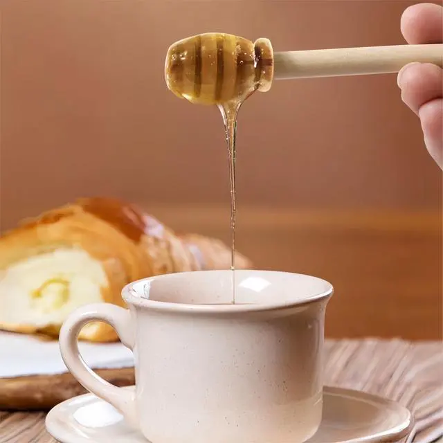 Alt view image 6 of 7 - 4 Pcs Wooden Honey Dippers, 3 Inch HoneyComb Sticks, Mini Honey Spoons | Honey Drizzle Stick for Collecting, Dispensing, Drizzling Honey, Syrup and Jam