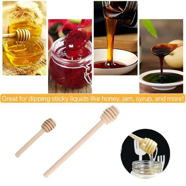 Alt view image 4 of 7 - 4 Pcs Wooden Honey Dippers, 3 Inch HoneyComb Sticks, Mini Honey Spoons | Honey Drizzle Stick for Collecting, Dispensing, Drizzling Honey, Syrup and Jam