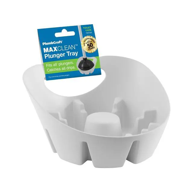 Alt view image 5 of 7 - Plunger Holder Drip Tray, 7.5 in., White | Fits Nearly All Toilet and Sink Plungers, Easy-Grip Handle, Keeps Floors Clean and Sanitary, Toilet Plunger Storage