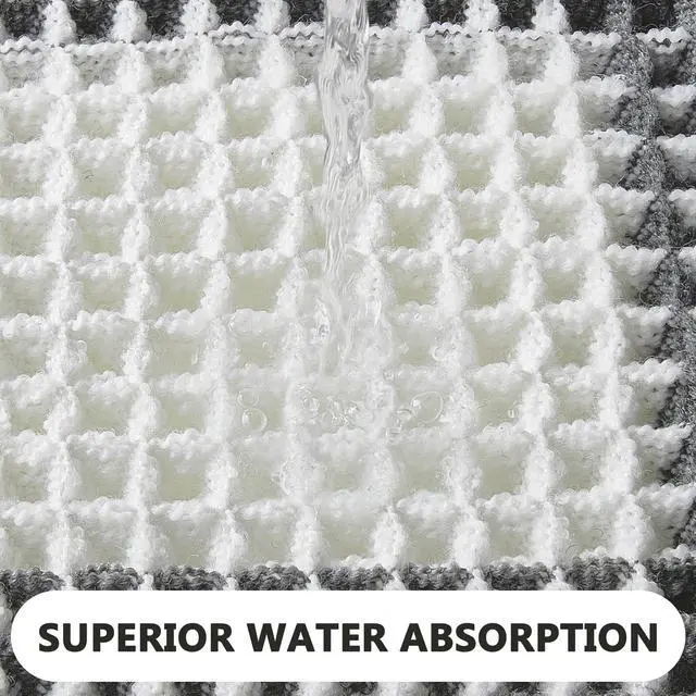 Alt view image 5 of 7 - Checkered Waffle Bath Mat, Super Absorbent Boho Farmhouse Bathroom Rugs Non Slip Washable, Ultra Soft Bath Rugs Mats with Tassels for Bathroom Floor, Grey White, 18"x30"