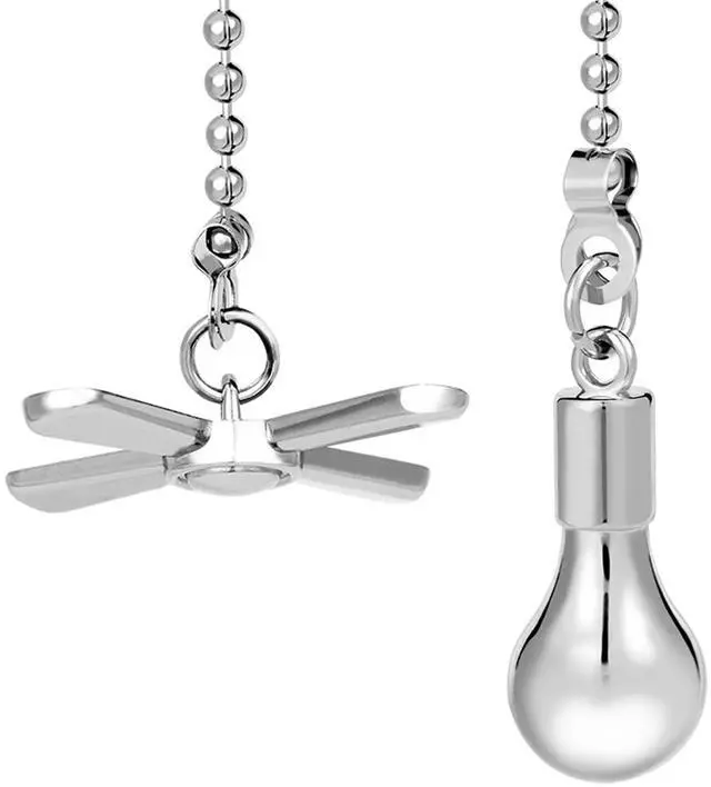 Main image of Ceiling Fan Pull Chain Ornaments, 13.6 Inches Fan Pulls Extension Chains Set, Decorative Metal Light Bulb and Fan Cord, Ultra Long 3mm Diameter Beaded Ball Pull Chains for Lamp