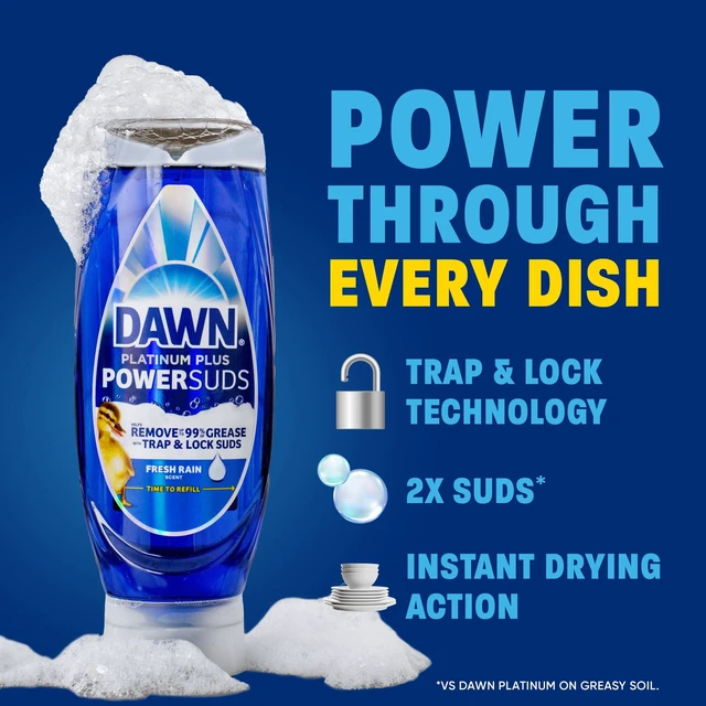 Alt view image 2 of 7 - Dawn Platinum Plus, Dish Soap, 13.6 oz. EZ-Squeeze Bottle