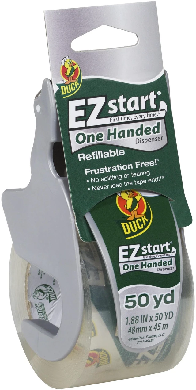 Alt view image 2 of 7 - (2 pack) Duck EZ Start Packaging Tape One-handed Dispenser, 1.88 in. x 50 yd., Clear