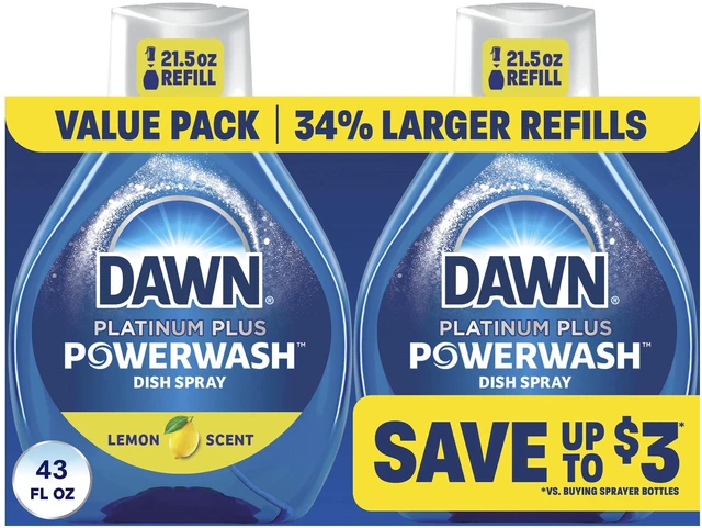 Main image of Dawn Powerwash Spray Refill, Dish Soap, Dishwashing Liquid, Lemon, 2 Refills, 43 Fl Oz