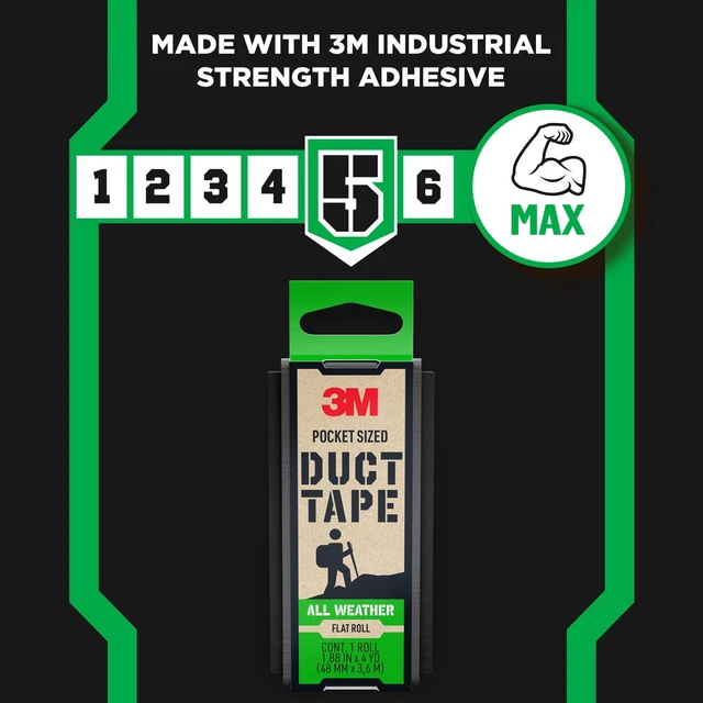 Alt view image 6 of 7 - 3M Pocket Sized Duct Tape, All Weather, Flat Roll 1.88 in x 4 yd, 1 Pack