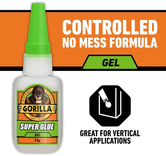 Alt view image 8 of 14 - Gorilla Super Glue Gel,15g AllPurpose NoRun Thick Gel Adhesive,FastSetting ImpactTough Super Glue With AntiClog Cap,Repairs Plastic,Wood,Metal,Ceramic,Rubber & Leather