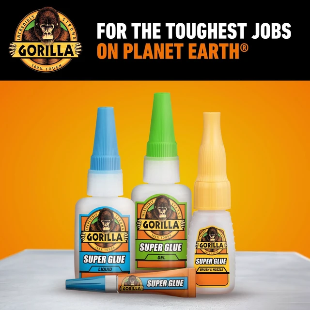 Alt view image 13 of 14 - Gorilla Super Glue Gel,15g AllPurpose NoRun Thick Gel Adhesive,FastSetting ImpactTough Super Glue With AntiClog Cap,Repairs Plastic,Wood,Metal,Ceramic,Rubber & Leather