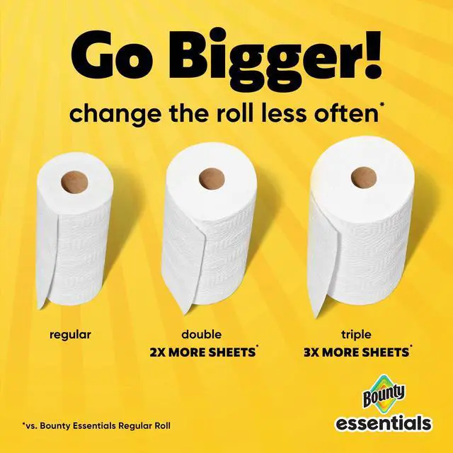 Alt view image 12 of 13 - Bounty Essentials Paper Towels Select-A-Size, 2 Triple Rolls, White, 162 Sheets Per Roll