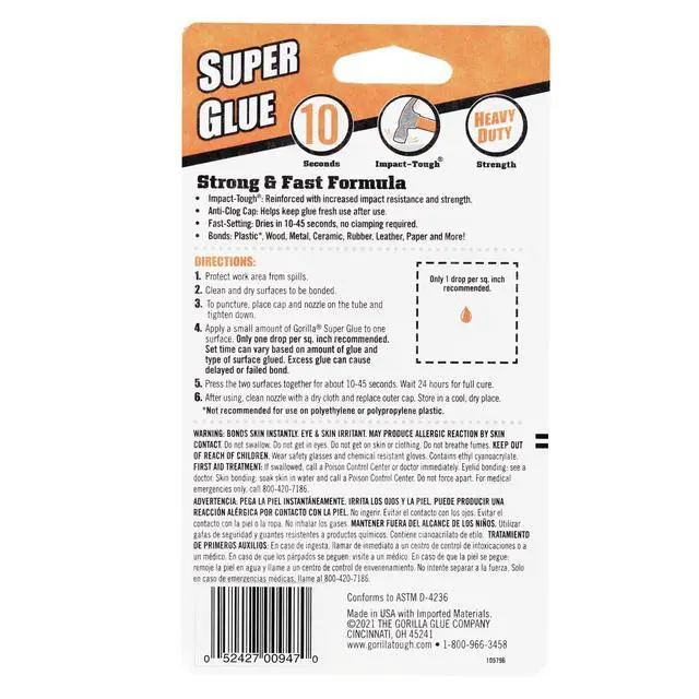 Alt view image 3 of 6 - Gorilla Super Glue, Clear Glue, Four 3 Gram Tubes - All Purpose and Fast Setting for Projects and Repairs
