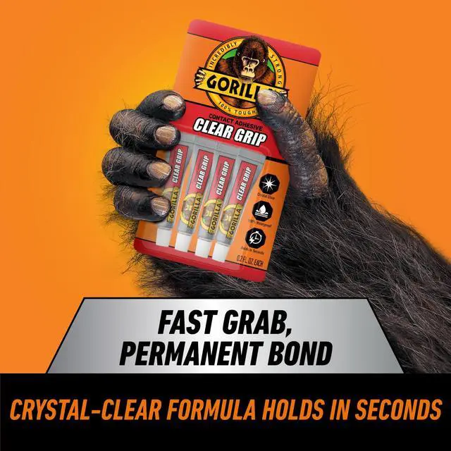 Alt view image 2 of 7 - Gorilla Clear Grip Contact Glue 5g Mini Tubes, 4 Count. Assembled Product Weight