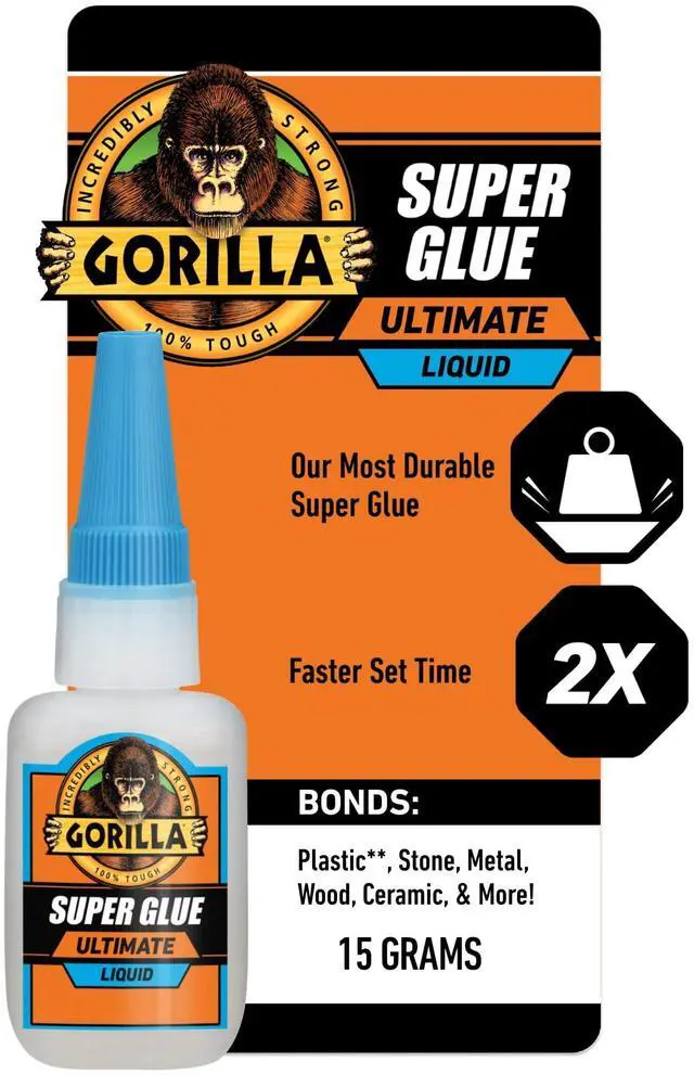 Main image of Gorilla Super Glue Ultimate Liquid Clear 15g Bottle, Product Net Content Quantity Is 1