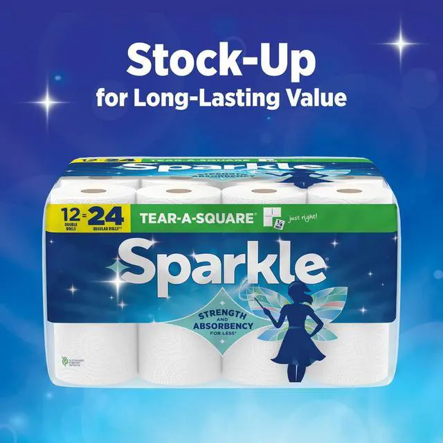 Alt view image 6 of 7 - Sparkle Tear-A-Square Paper Towels, 3 Triple Rolls, 165 Sheets per Roll