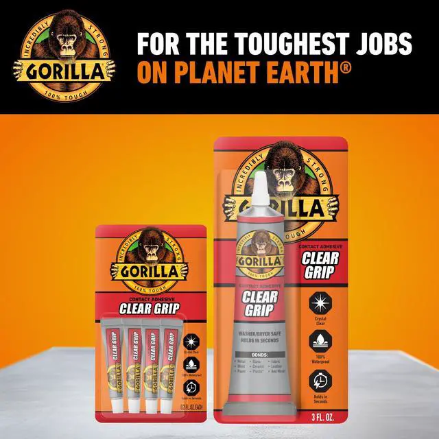 Alt view image 6 of 7 - Gorilla Clear Grip Contact Glue 5g Mini Tubes, 4 Count. Assembled Product Weight