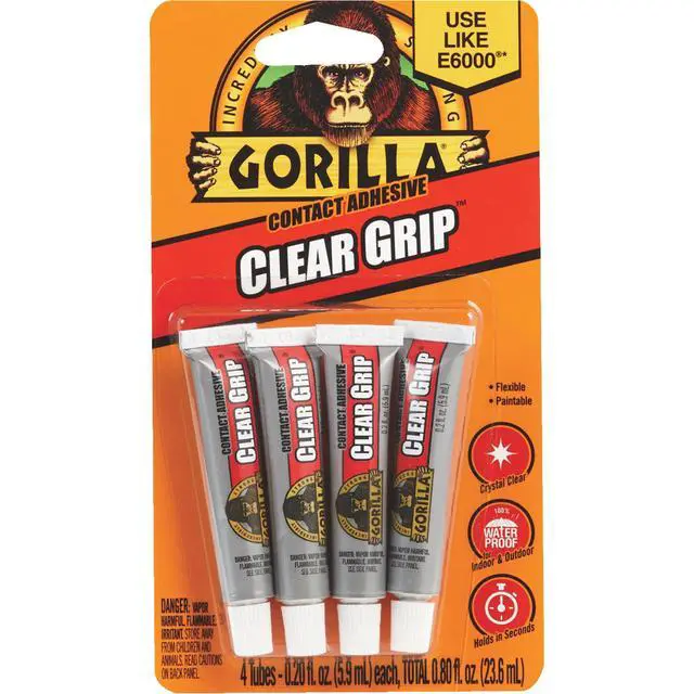 Alt view image 7 of 7 - Gorilla Clear Grip Contact Glue 5g Mini Tubes, 4 Count. Assembled Product Weight