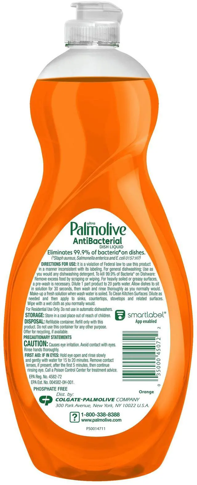 Alt view image 7 of 7 - Palmolive Ultra Concentrated Antibacterial Liquid Dish Soap, Orange Scent, 32.5 Fluid Ounce Bottle