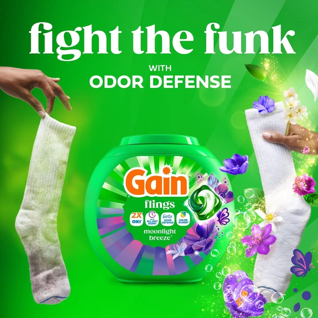 Alt view image 4 of 6 - Gain Flings Laundry Detergent Pacs, 4-in-1 Oxi Boost and Febreze, Moonlight Breeze Scent, 12 Count