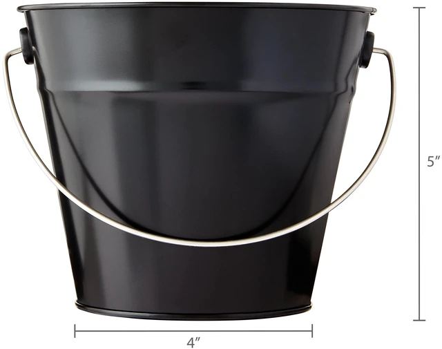 Alt view image 5 of 6 - 2 Pack Black Tin Pail with Handle, 5 Inch, Way To Celebrate Party Favors