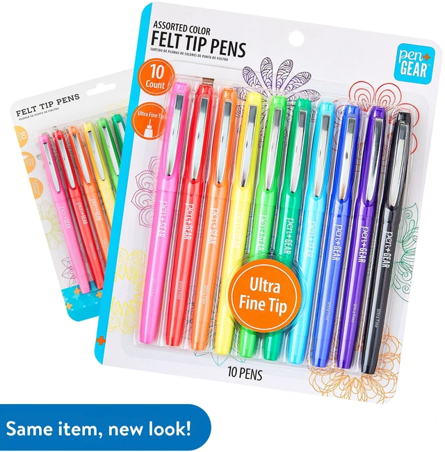 Alt view image 3 of 6 - Pen+Gear Ultra Fine Point Felt Tip Pens, Assorted Ink Colors, 10 Count