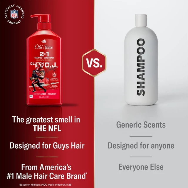Alt view image 3 of 4 - Old Spice Clutch Play C.J. 2-in-1 Shampoo & Conditioner for Men, Old Spice x NFL, Healthy & Full Looking Hair, 21.9fl oz