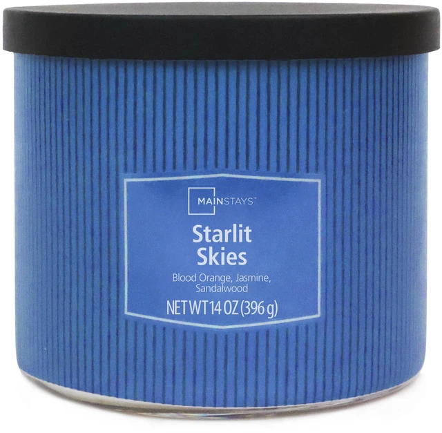 Alt view image 5 of 5 - Mainstays Starlit Skies 3-Wick Textured Wrapped Scented Jar Candle 14Oz