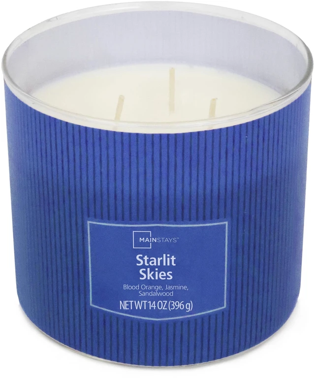 Alt view image 4 of 5 - Mainstays Starlit Skies 3-Wick Textured Wrapped Scented Jar Candle 14Oz