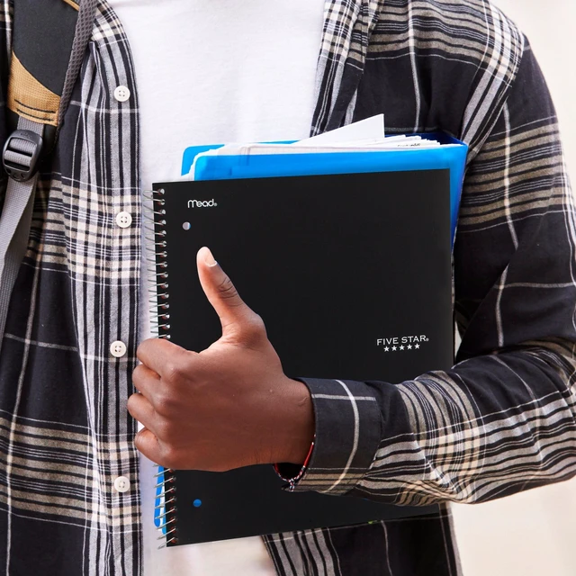 Alt view image 2 of 6 - Five Star Spiral Notebook Plus Study App 1 Subject College Ruled 8 12 x 11 Black