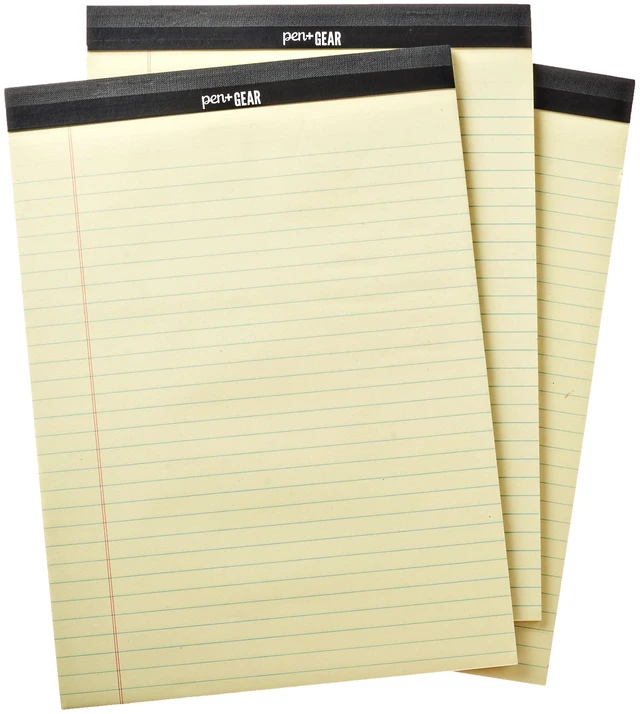 Alt view image 5 of 6 - Pen+Gear Wide Ruled Legal Pads, 8.5" x 11.75", 50 Sheets Each, 3-Pack, Canary
