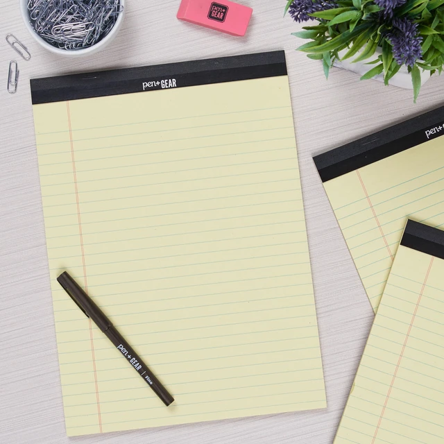 Alt view image 3 of 6 - Pen+Gear Wide Ruled Legal Pads, 8.5" x 11.75", 50 Sheets Each, 3-Pack, Canary