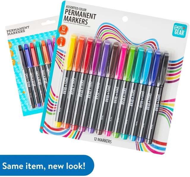 Alt view image 6 of 6 - Pen+Gear Permanent Markers, Fine Tip, Assorted Colors, 12 Count