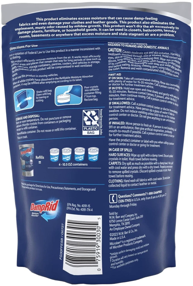 Alt view image 4 of 5 - DampRid Moisture Absorber 42oz Refill Bag, Fragrance Free, 1Count