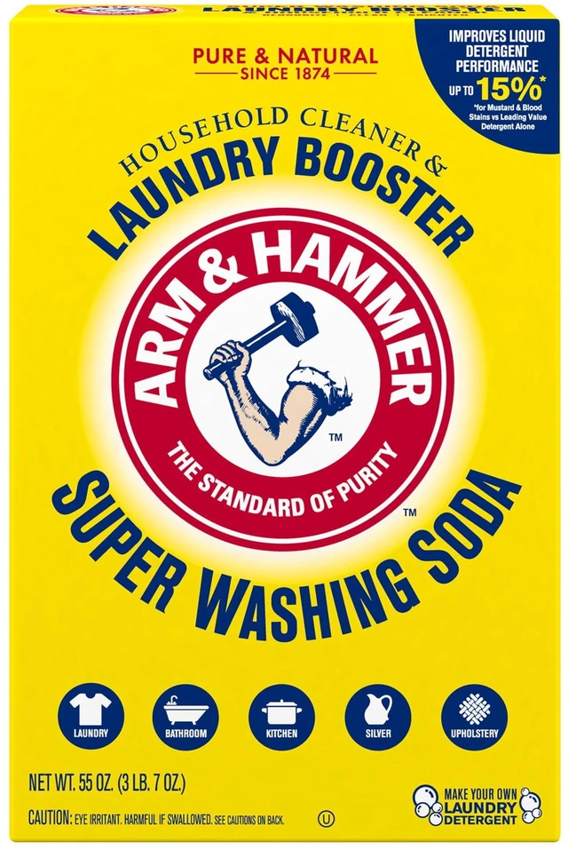 Alt view image 4 of 5 - ARM & HAMMER Super Washing Soda Powder Laundry Detergent Booster & Household Cleaner, 55 oz