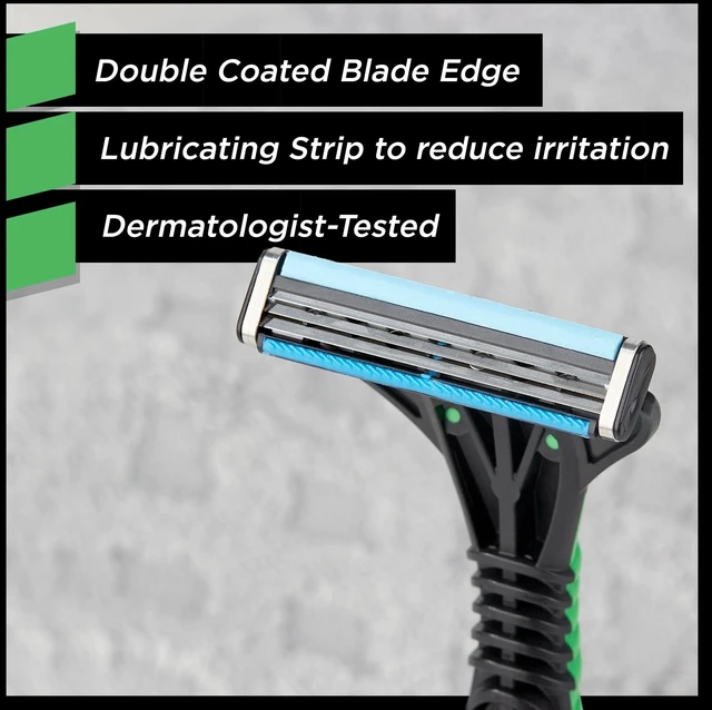 Alt view image 2 of 5 - Equate Men's 3-Blade Sensitive Disposable Razors, 8 Count, Green and Black