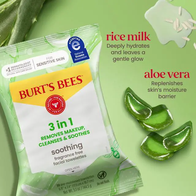 Alt view image 4 of 5 - Burt's Bees 3-in-1 Fragrance Free Makeup Removing & Cleansing Wipes, 30 Count