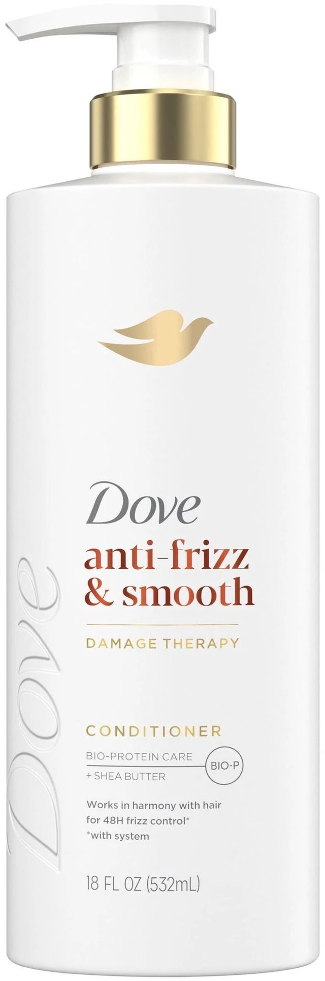 Main image of Dove Anti-Frizz & Smooth Conditioner with Bio-Protein Care Technology and Shea Butter for Frizz-Prone Hair, 18 Fl Oz