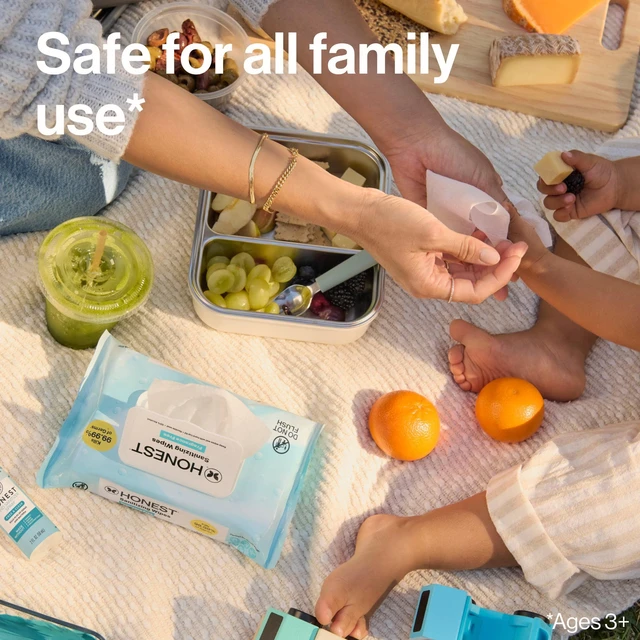 Alt view image 3 of 6 - The Honest Company Fragrance Free Sanitizing Alcohol Wipes, Antibacterial with Aloe, Kills 99.99% of Germs, 50Count
