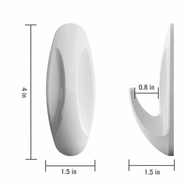 Alt view image 3 of 5 - Pen+Gear Heavy-Duty Plastic Adhesive Large Wall Hooks, Damage Free, White, 2 Count
