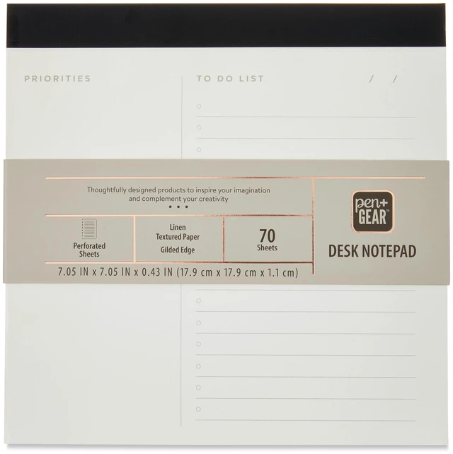Alt view image 3 of 5 - Pen+Gear Desk Notepad, Gold Gilded Edges, 7"x7", 70 Ruled Sheets