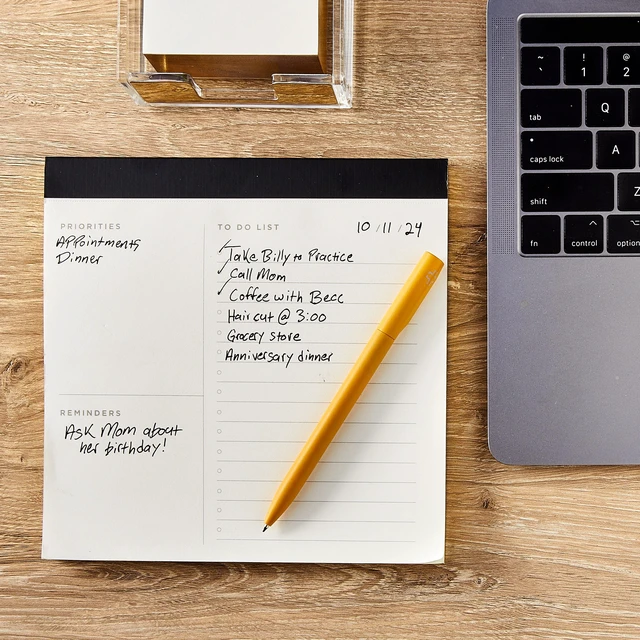 Alt view image 2 of 5 - Pen+Gear Desk Notepad, Gold Gilded Edges, 7"x7", 70 Ruled Sheets